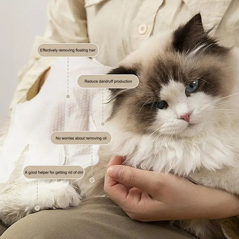 No-Rinse Pet Cleaning Wipes Gloves – Disposable, Soft & Moisturizing for Cats & Dogs