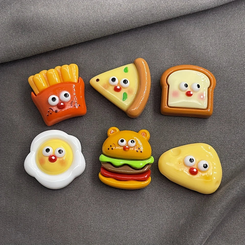 Kawaii Fast Food Refrigerator Magnets – Burger, Fries & Toast Set