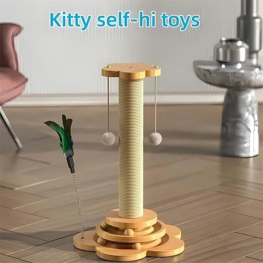 Cat Turntable Toy with Scratching Post